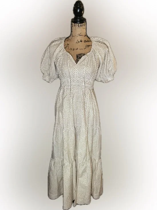 Anthropologie The Somerset Cotton Cottagecore Puff Sleeve Peasant Maxi Dress XS - Picture 2 of 12